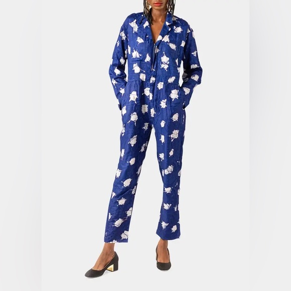 BUSAYO Obi Front-Zip Batik Jumpsuit with Pockets - Picture 3 of 15